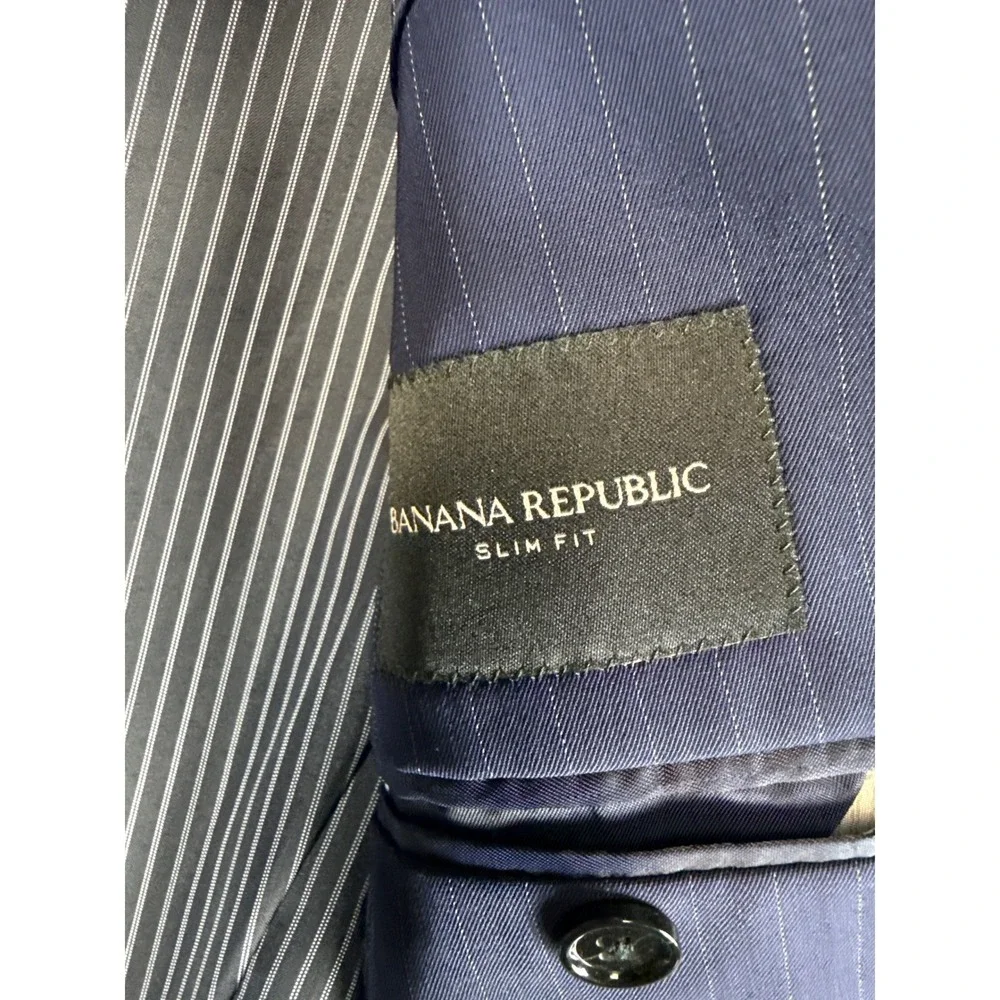 Banana Republic Navy Pinstripe Slim Fit 2 Button Notch Lapel‎ Blazer Jacket 40 R